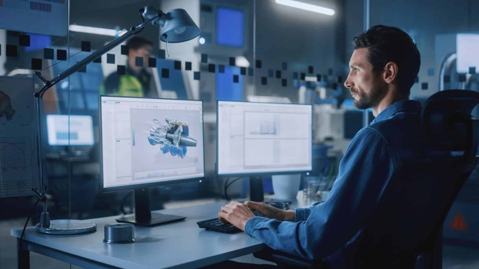 Industrial engineer working on computer.